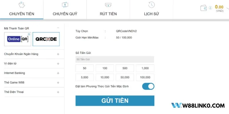Người chơi có thể nạp tiền vào nhà cái theo nhiều phương thức.